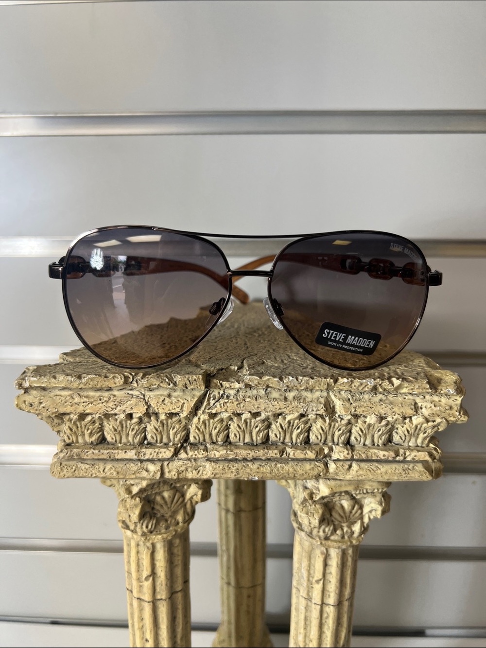 Steve Madden Brown Gradient Aviator Sunglasses